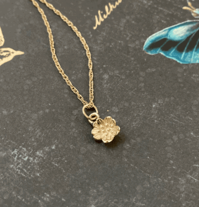 Cherry Blossom 18K Gold Pendant Necklace by Noryne Hiromoto Taylor