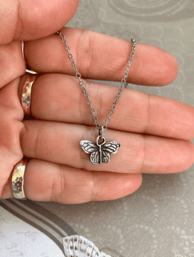 Monarch Butterfly Sterling Silver Necklace by Noryne Hiromoto Taylor