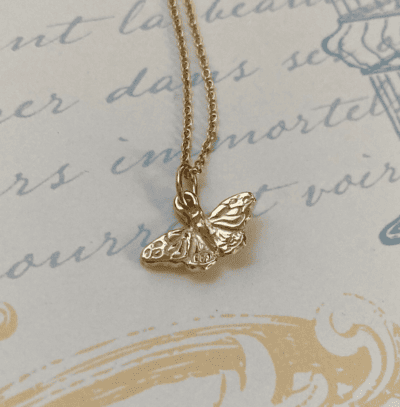 Kamehameha Butterfly 18K Gold Pendant Necklace by Noryne Hiromoto Taylor