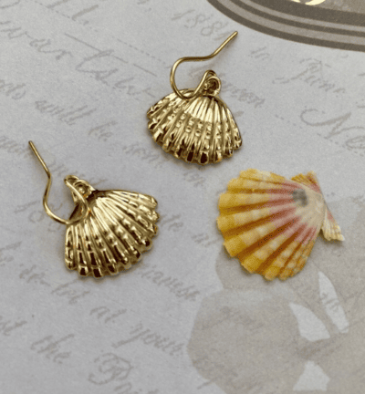 Sunrise Shell Shape 18K Gold Earrings by Noryne Hiromoto Taylor