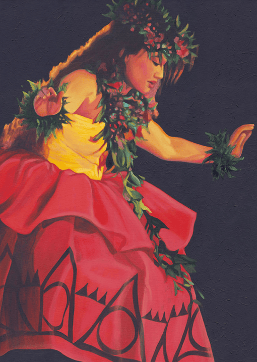 "Hula Wahine In Red" by Suzy Papanikolas