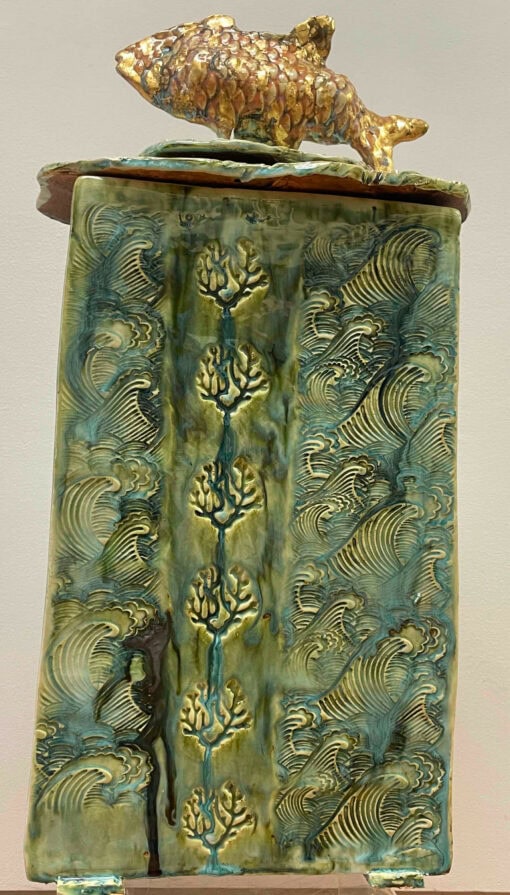 Fish Shrine - Large Ceramic Vessel With Lid Made by Arabella Ark