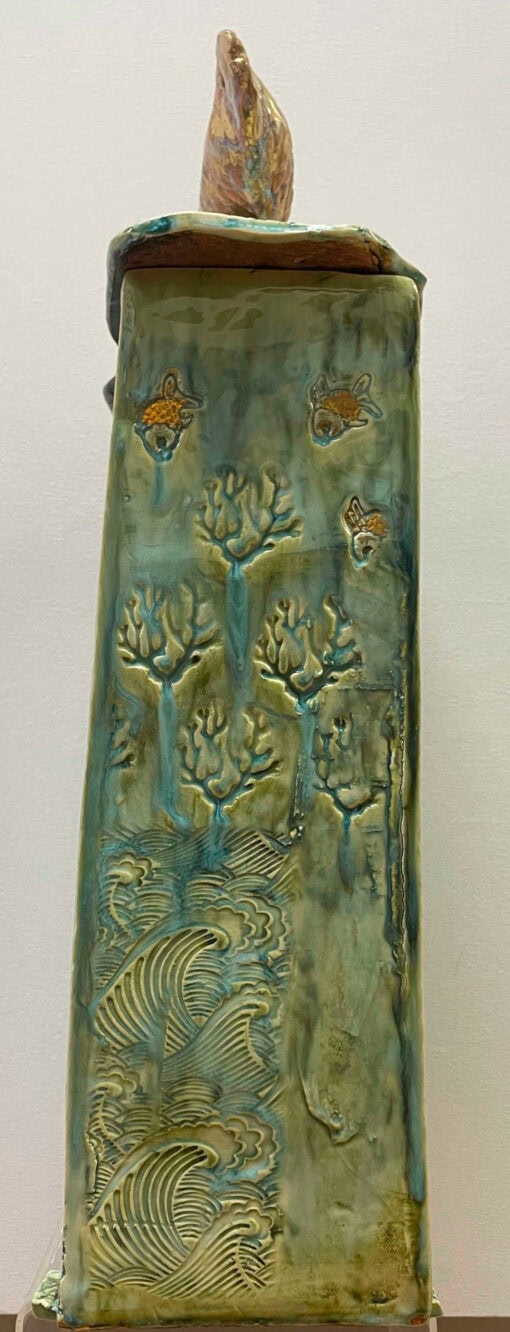 Fish Shrine - Large Ceramic Vessel With Lid Made by Arabella Ark