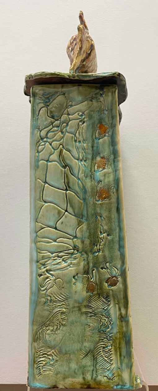 Fish Shrine - Large Ceramic Vessel With Lid Made by Arabella Ark