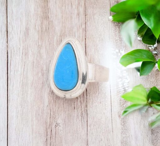 Teardrop Turquoise Ring Sterling Silver by Yasha