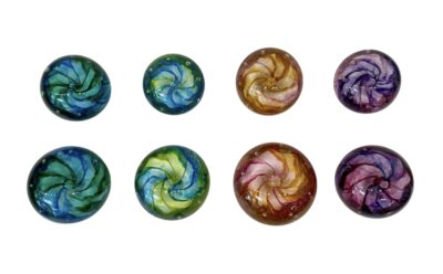 Blown Glass Flower Orb Paperweights by Jim Graper