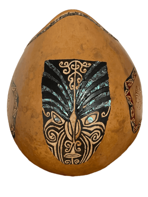 Maori-Inspired Gourd with Abalone Shell Inlay by Neola Caveny