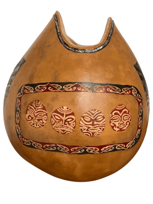 Maori-Inspired Gourd with Abalone Shell Inlay by Neola Caveny