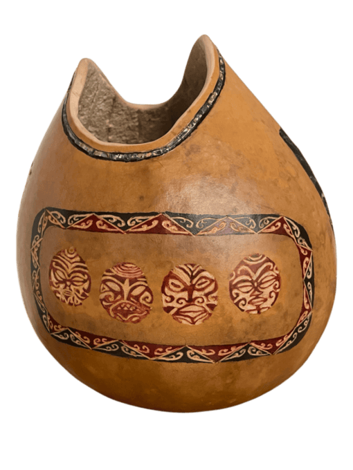 Maori-Inspired Gourd with Abalone Shell Inlay by Neola Caveny
